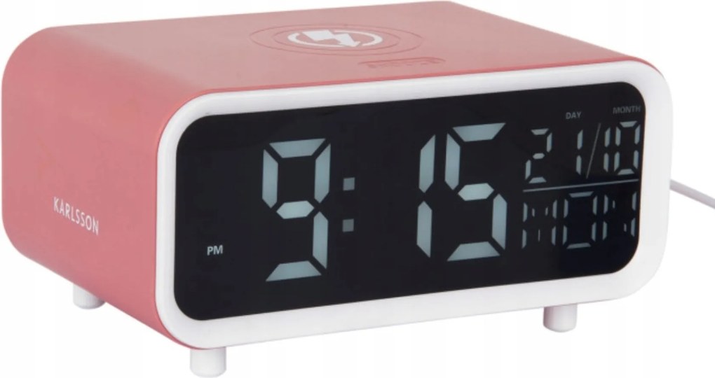 Ébresztőóra digitális asztali óra rózsaszín háttérvilágítással, Chunky Led töltéssel