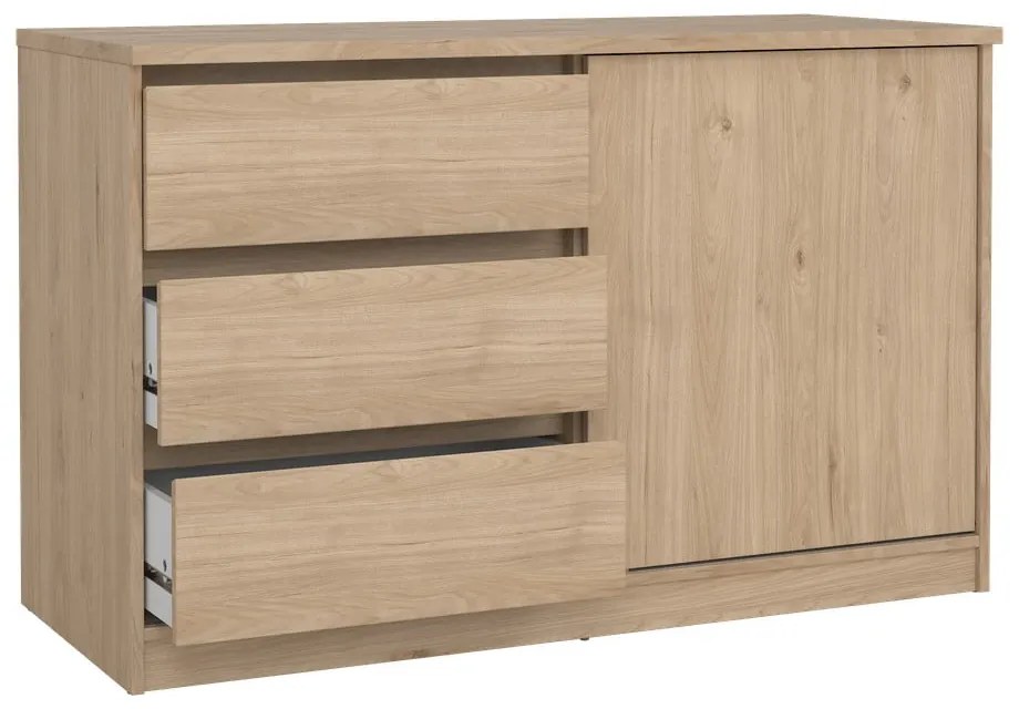 Natúr színű komód tolóajtóval tölgyfa dekorral 119x76x50 cm Naia – Tvilum