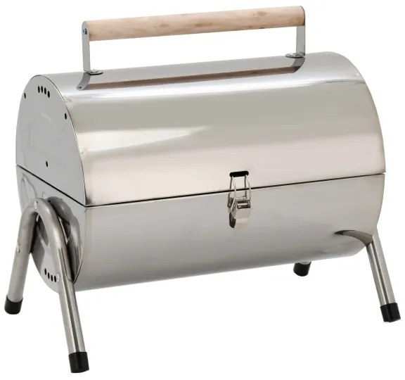 Hordozható faszén grill fényes króm