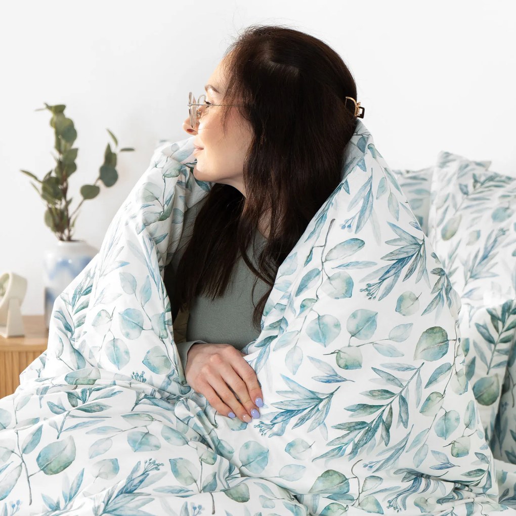 Goldea pamut ágyneműhuzat deluxe - akvarell levelek 200 x 200 és 2db 70 x 90 cm