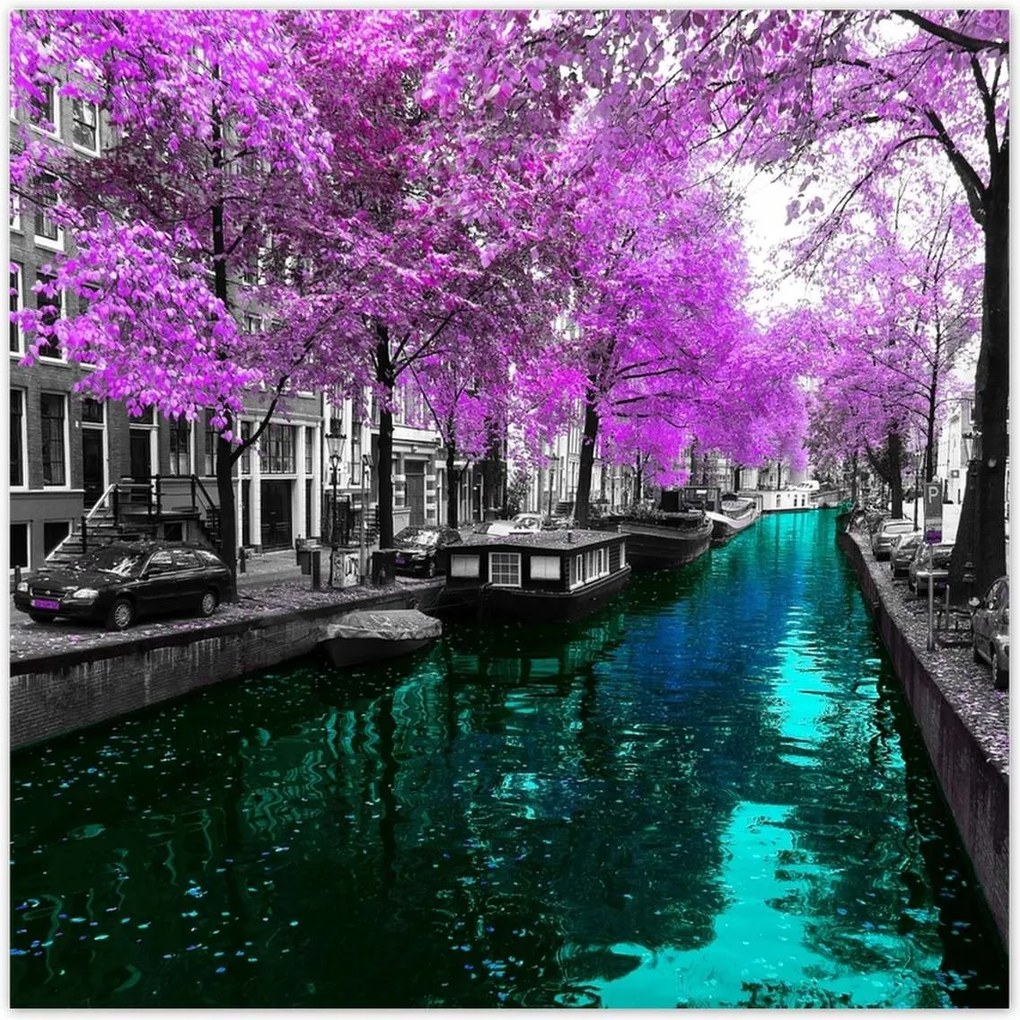 Poszterek 100x100 Folyó Amszterdamban