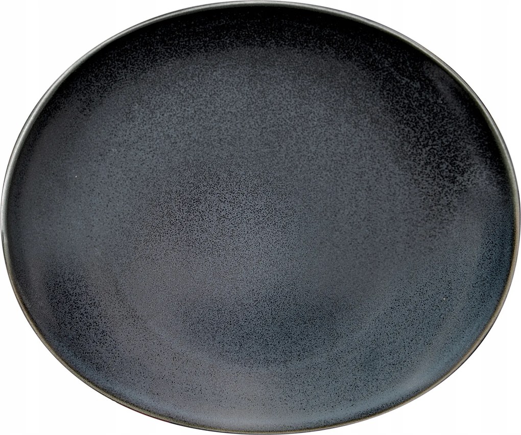 Kerámia tányér sötét minimalizmus szürke-fekete nagy 28x24,5cm