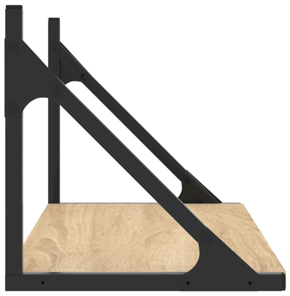 2 db sonoma tölgy színű szerelt fa fali polc 60 x 25 x 25,5 cm