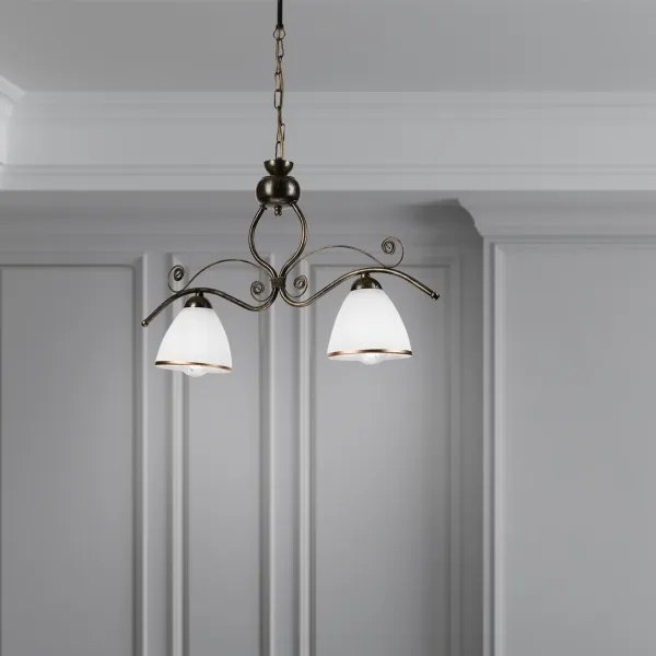 Csillár láncon RETRO 2xE27/60W/230V bronz/patinás