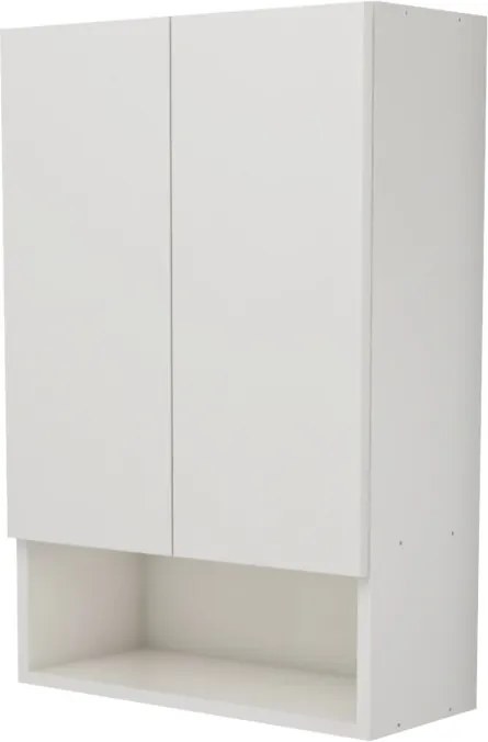 Zed 2 ajtós fali fürdőszobai szekrény, Fényes fehér / Fehér, MDF, 48 x 22 x 72 cm