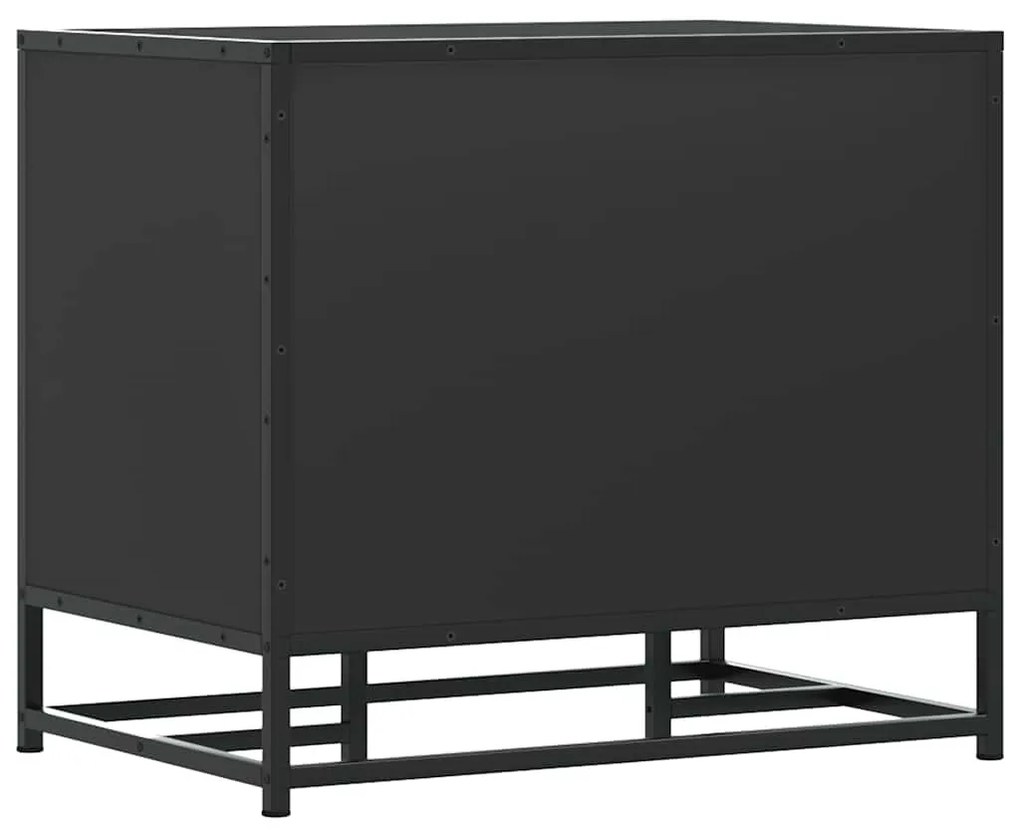 Cipőpad Fekete 60x40x53,5 cm Fából és fémből készült pad