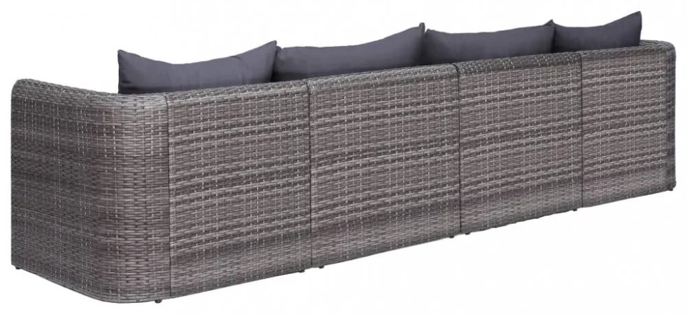 4-részes szürke polyrattan kerti ülőgarnitúra párnákkal