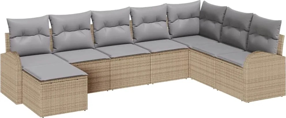 vidaXL Kanapé Szett párnával 8 pcs Bézs és világosszürke polirattan