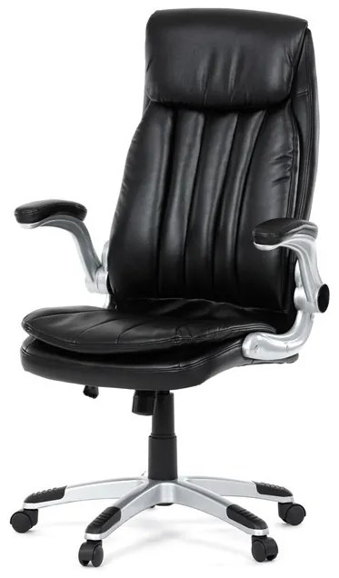 Fekete ökobőr irodai szék hintamechanikával. KA-F1218 BK