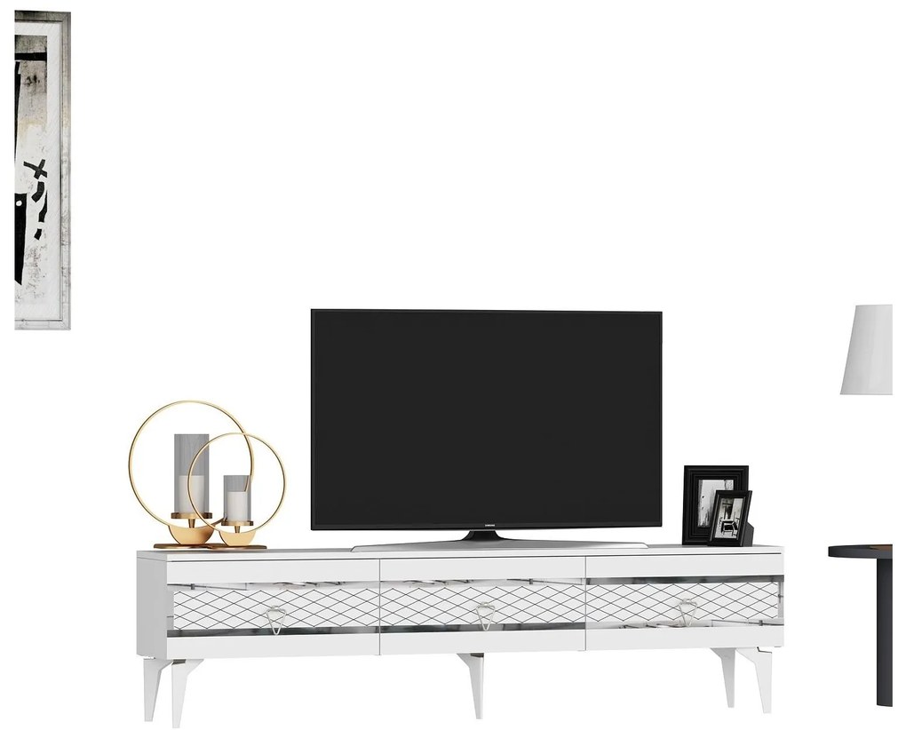 TV asztal/szekrény Vadiki 2 (fehér + ezüst) . 1095404