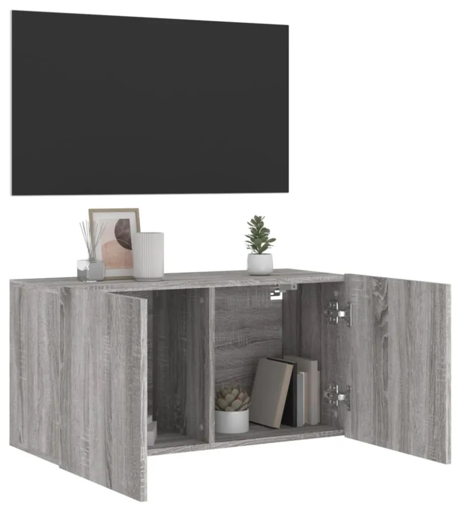 szürke sonoma színű falra szerelhető TV-szekrény 80 x 30 x 41cm