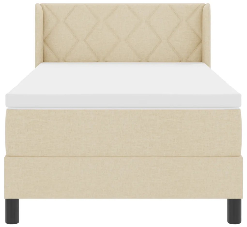 Boxspring Ágy Mattal, Krém, 90 x 200 cm, Szövet