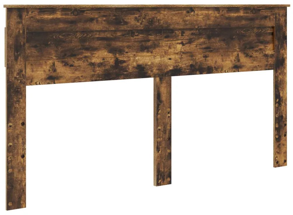 vidaXL Ágykeret fejtámlával Füstölt tölgy 200 x 200 cm Tömör fenyőfa