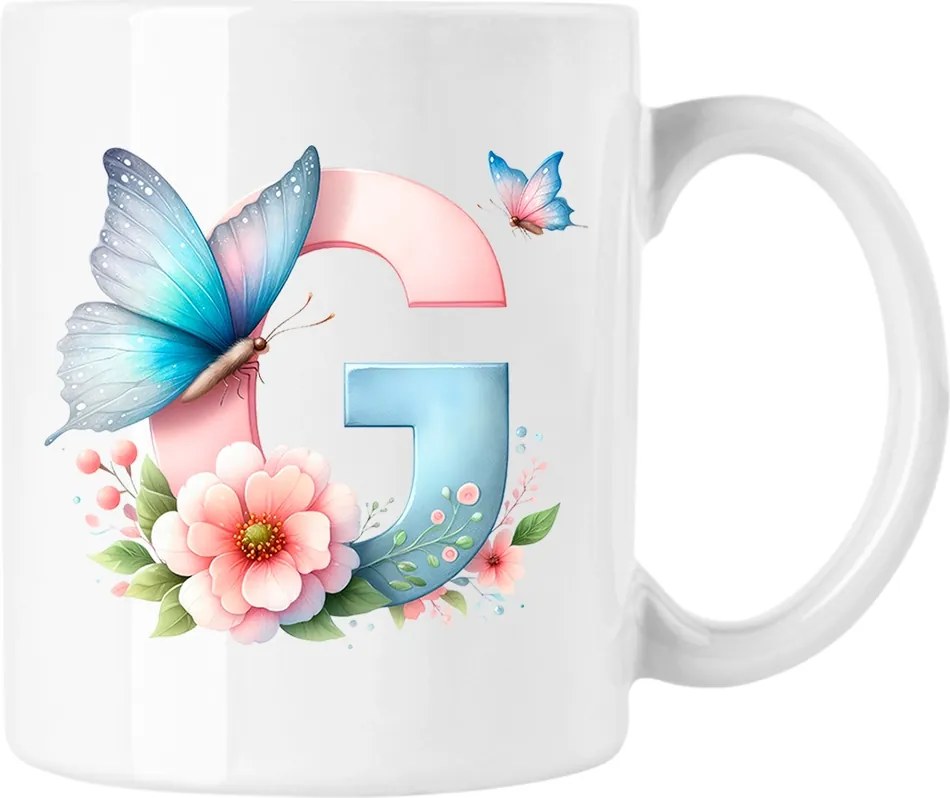 Pillangó bögre pillangó betű ábécé G fehér 330ml