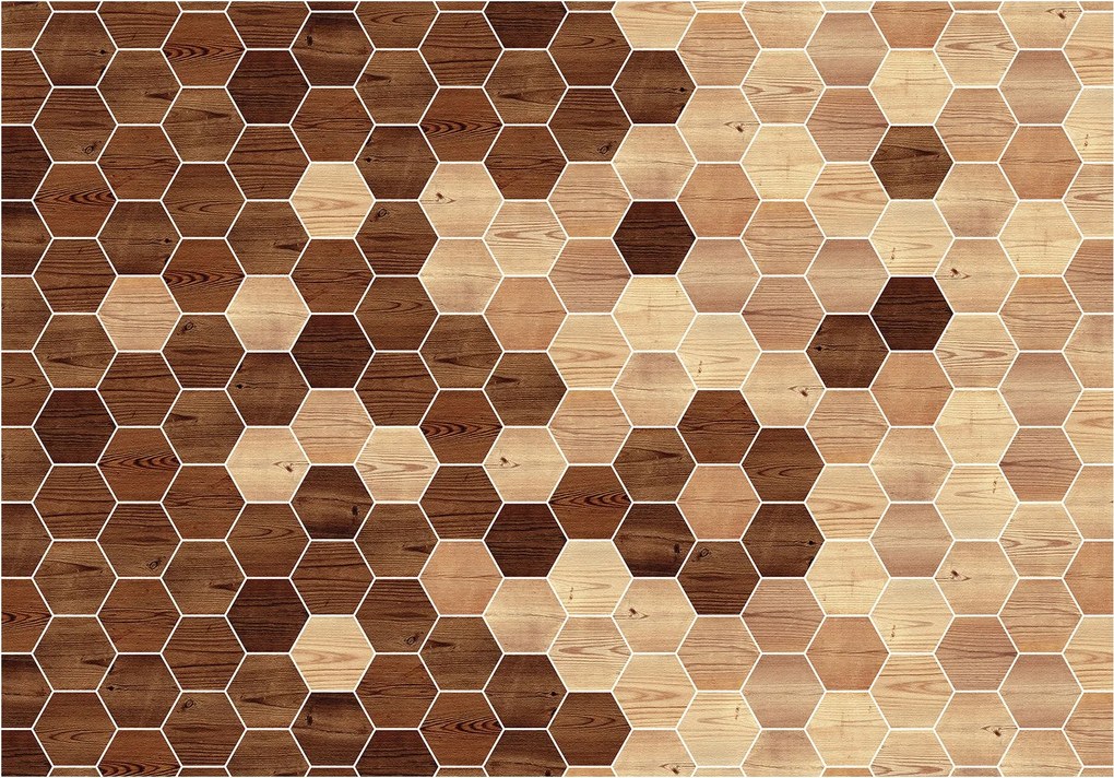 Fotótapéta Hatszögletű Fa Bézs-barna geometria 350x250 meleg +ragasztó
