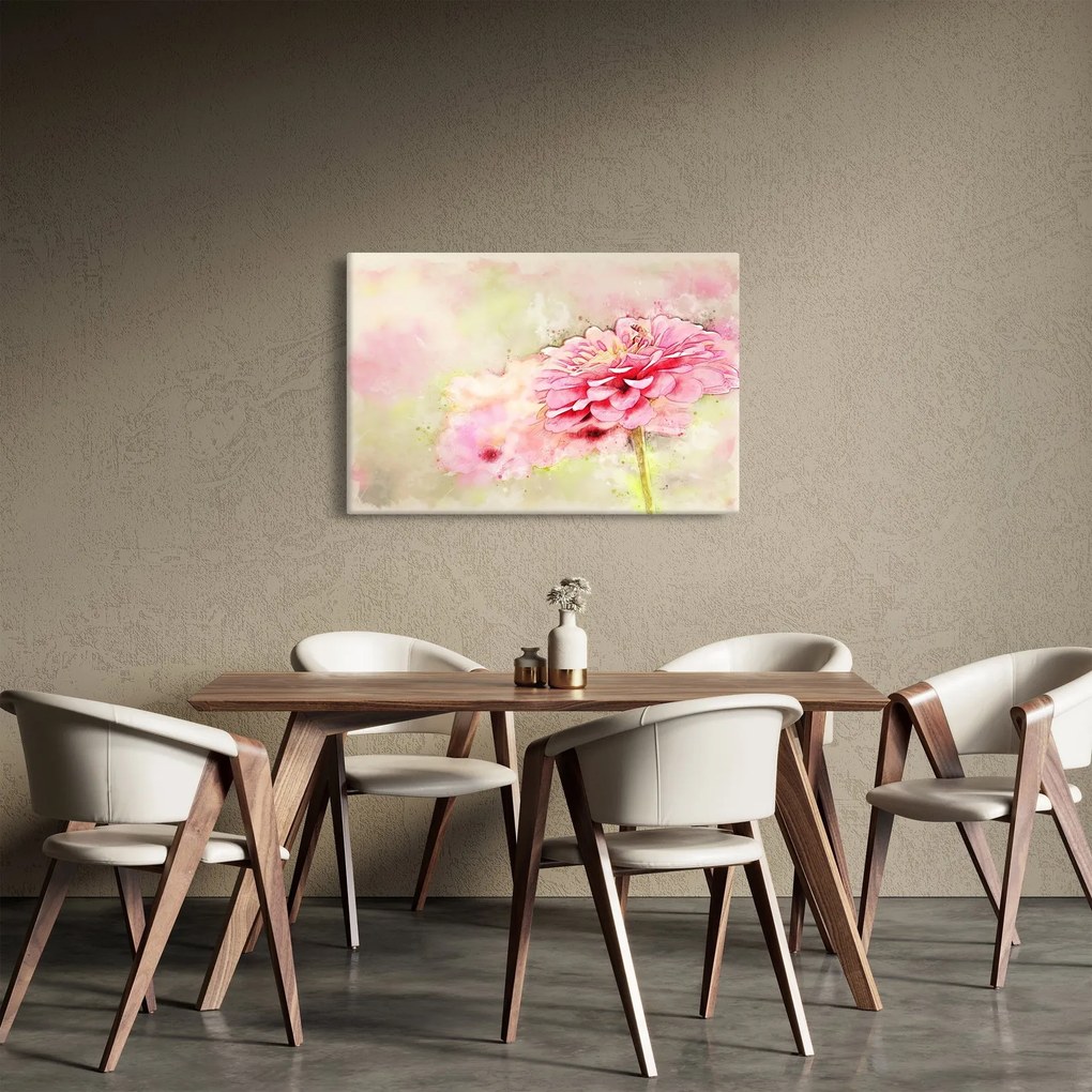 Kép - rózsaszín virág, akvarell (90x60 cm)