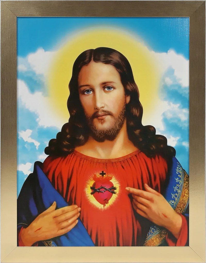 Vászonkép 45x35 Jézus Szíve Jézus Arany Keret