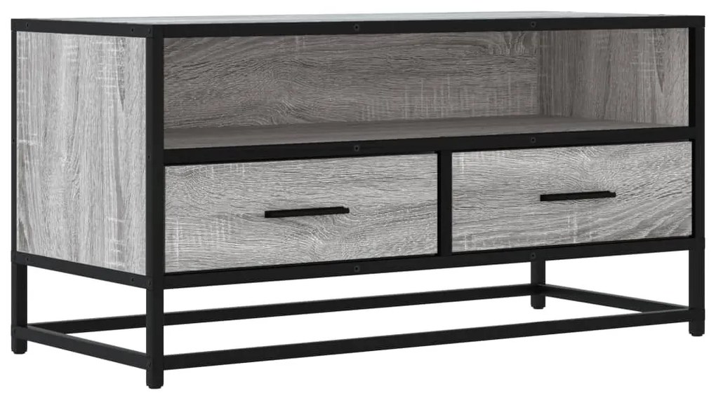szürke sonoma színű szerelt fa és fém TV-szekrény 80x34,5x40 cm