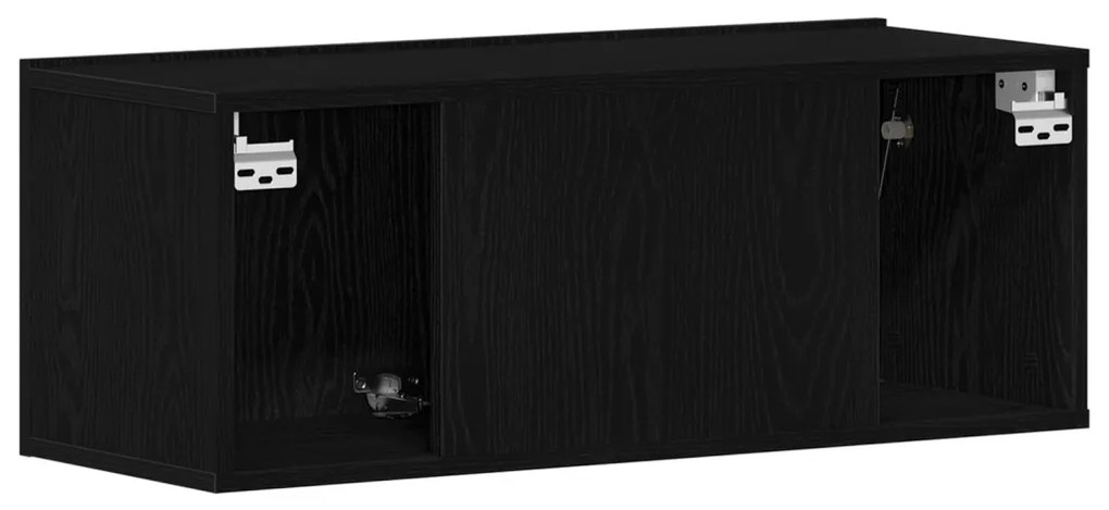 Fekete Tölgy TV Állvány 80x30x30 cm Műanyag Fából készült