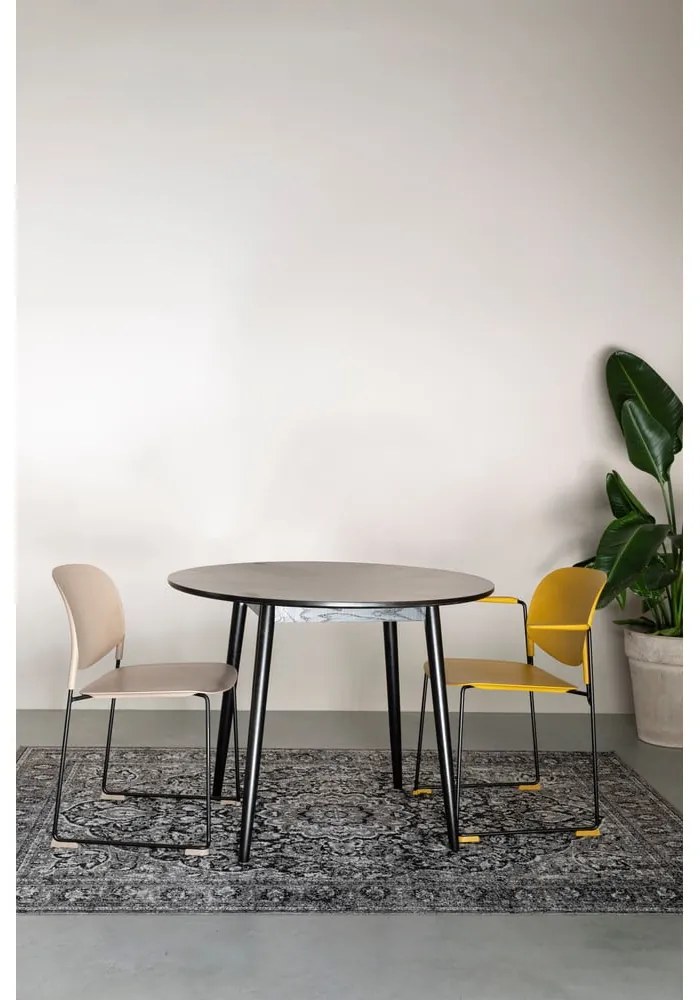 Kerek étkezőasztal tölgyfa dekoros asztallappal ø 100 cm Fabio – White Label