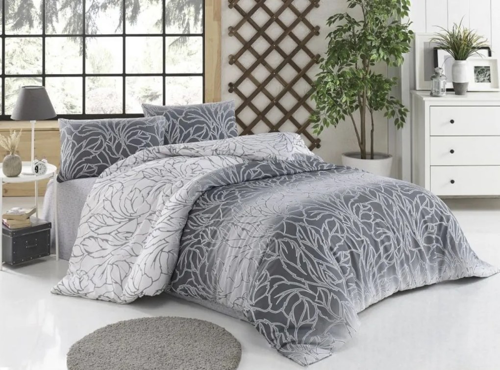 Fatima Szürke pamut ágyneműhuzat TiaHome - 2x Párna 90x70cm, 1x Paplan 200x220cm