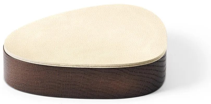 Barna-krémszínű fedeles-dekoratív fa-öko bőr tárolódoboz 14x12,5x3,5 cm Curve Nupo – LIND DNA