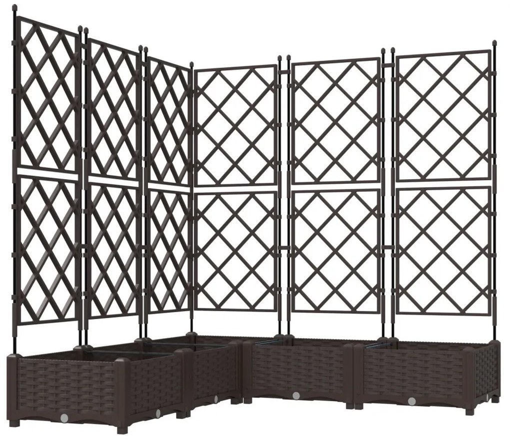 Kerti Virágágyás Trellis-szel 5 db Barna 120x120x125,5 cm