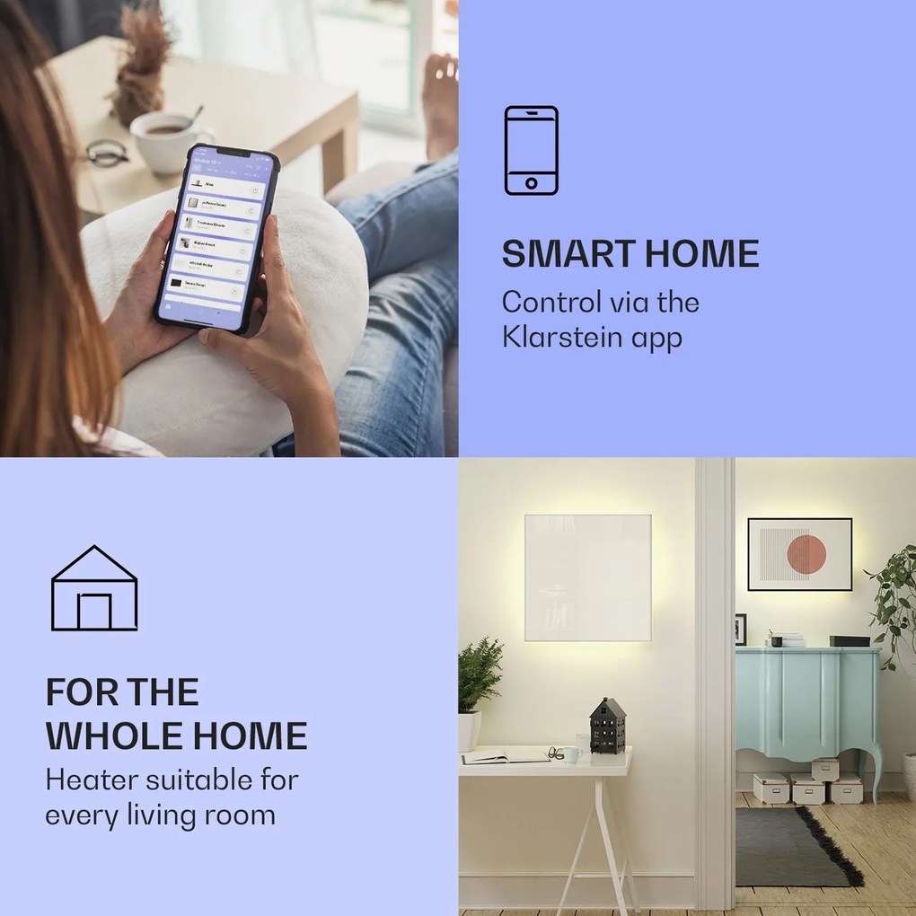 Klarstein Mojave 500 smart, infravörös hősugárzó 2 az 1-ben, konvektor, 60 x 60 cm, 500 W, RGB világítás
