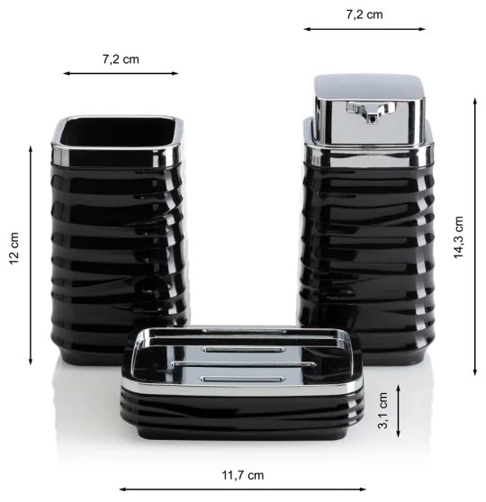 Fürdőszobai készlet WAVE 5 db fekete/króm