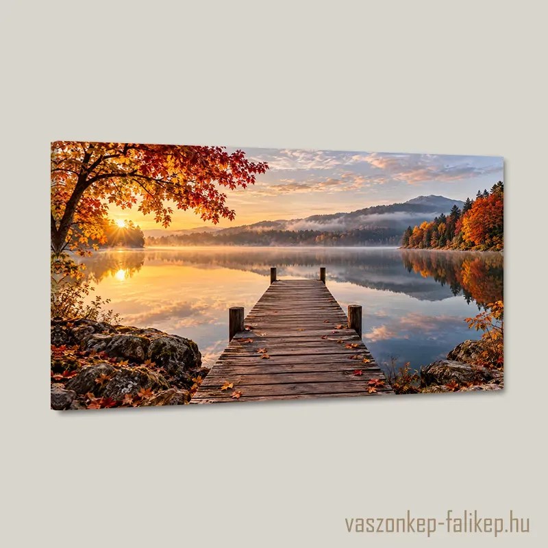 Őszi Csend a Tónál – Prémium Vászonkép 40x23 cm