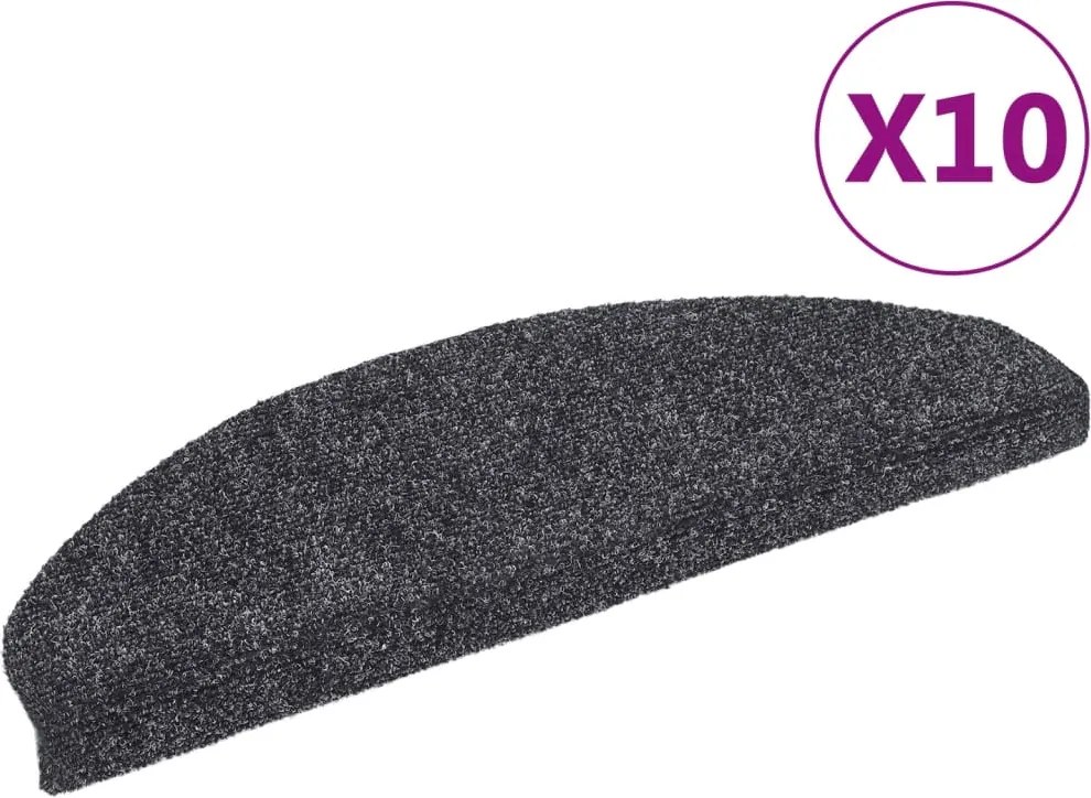 vidaXL 10 db öntapadós lépcsőszőnyeg, 65 x 21 x 4 cm, sötétszürke, nagy félkör alakú