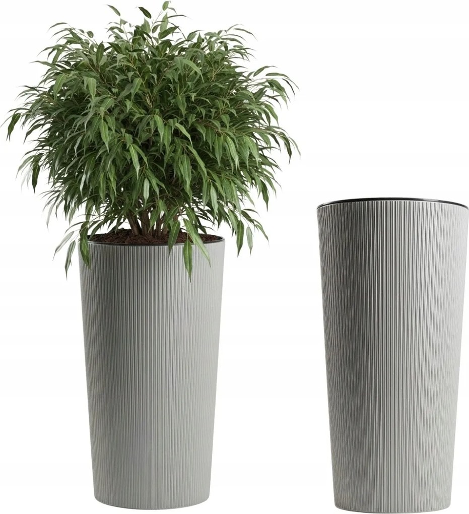 Magas Virágtartó Szürke teraszra fedő kerti műanyag