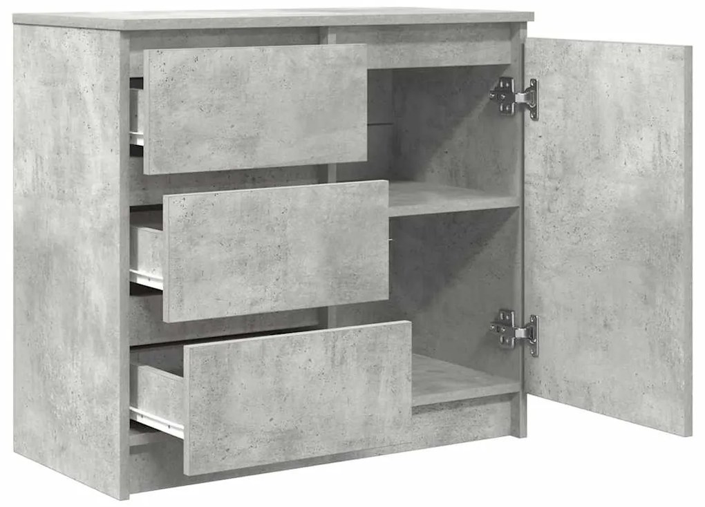 betonszürke szerelt fa tálalószekrény fiókos 71x35x65 cm