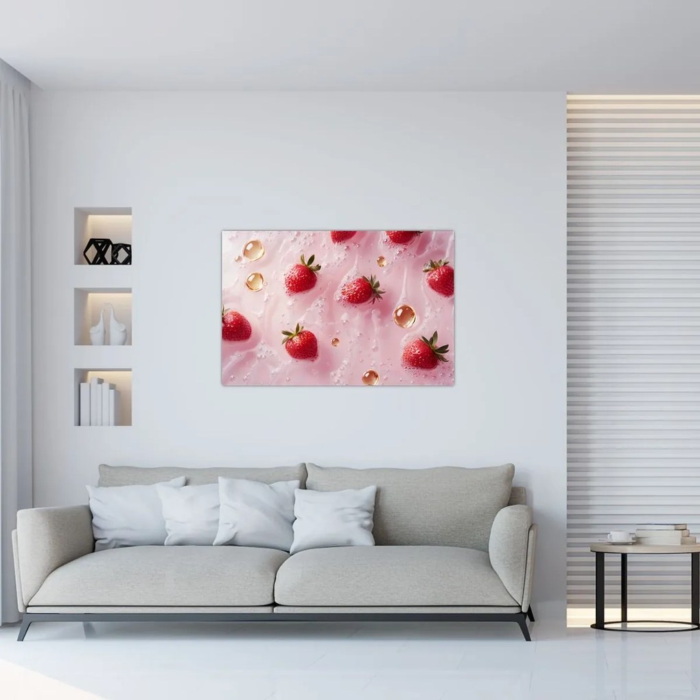 Kép - Eprek buborékokban (90x60 cm)