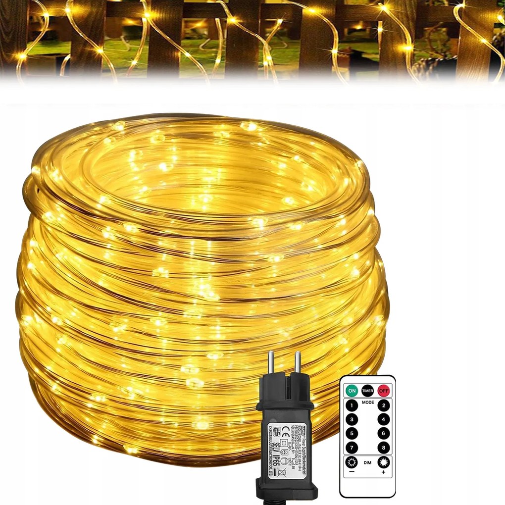 Fénytömlő 10m Led Karácsonyfa Lámpa Fehér Meleg 100LED távirányítóval