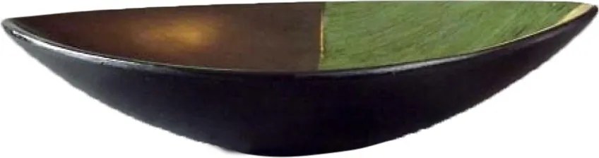 Kerámia tál sötétzöld és bézs színekben