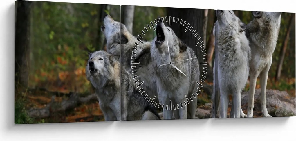 Kép - Farkasok a sziklán (órával) (90x30 cm)