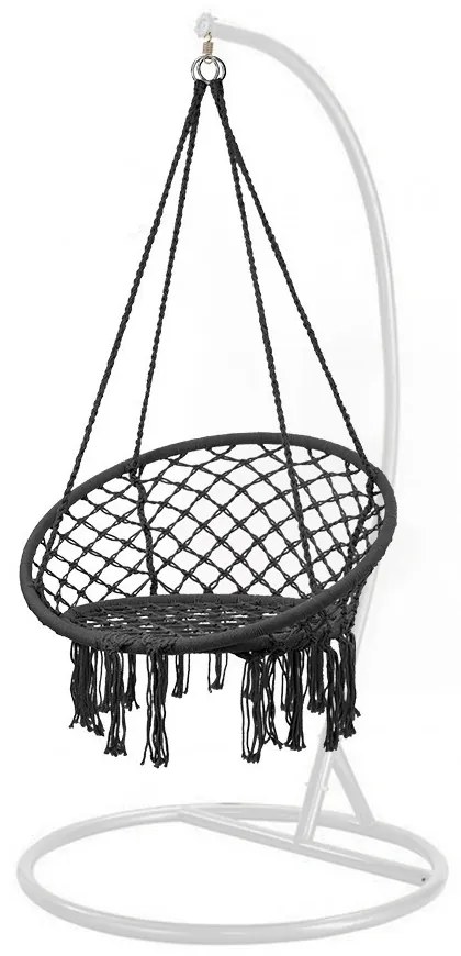 Cardenas függőfotel állvánnyal fekete-fehér