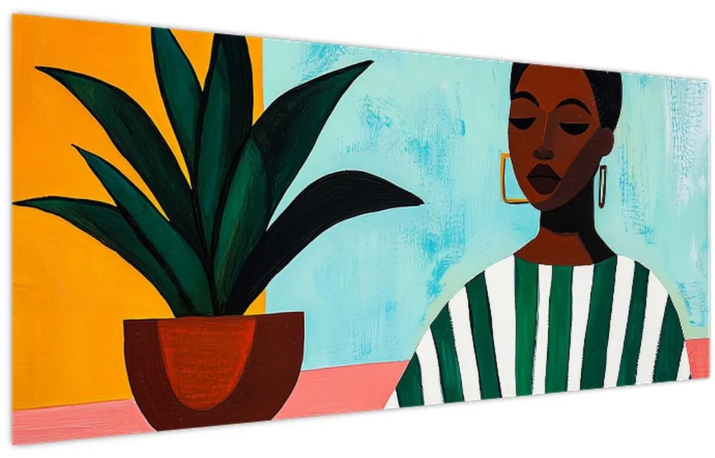 Kép - Nő virággal (120x50 cm)