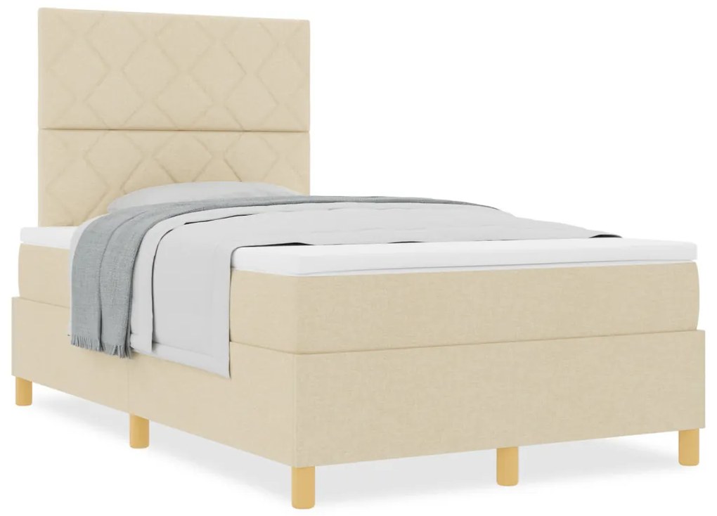 Box Spring Ágy Matrac Krém Kis franciaágy Szövet
