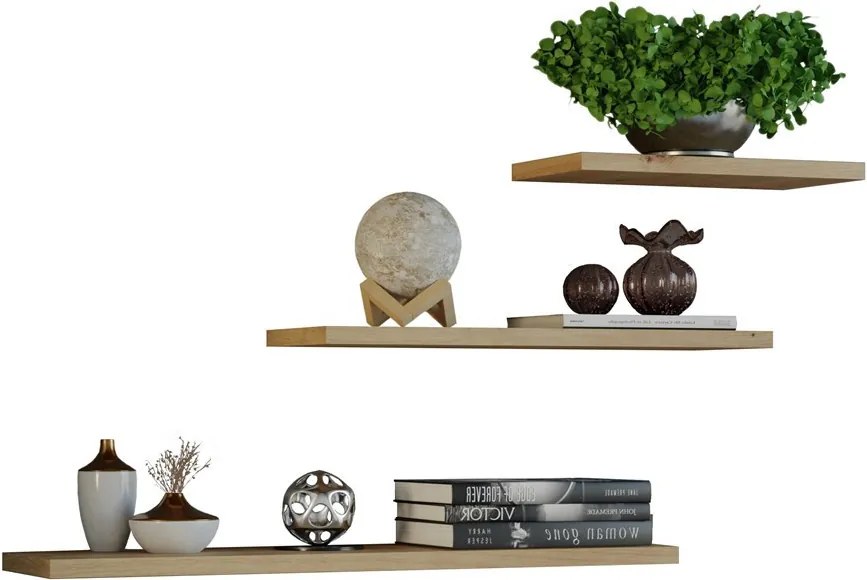 Tobi 3P fali lebegőpolc (3db), tölgy