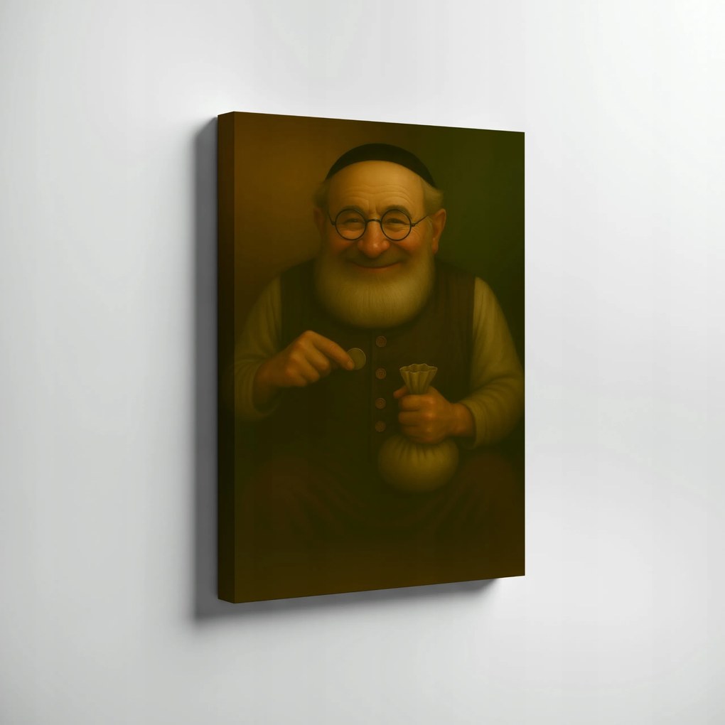 Vászonkép Zsidó Portré Zsidó Pénzzel A Boldogságért . 70x50cm