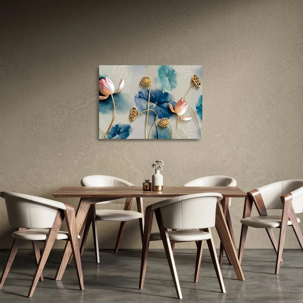 Kép virággal (üvegen) (70x50 cm)
