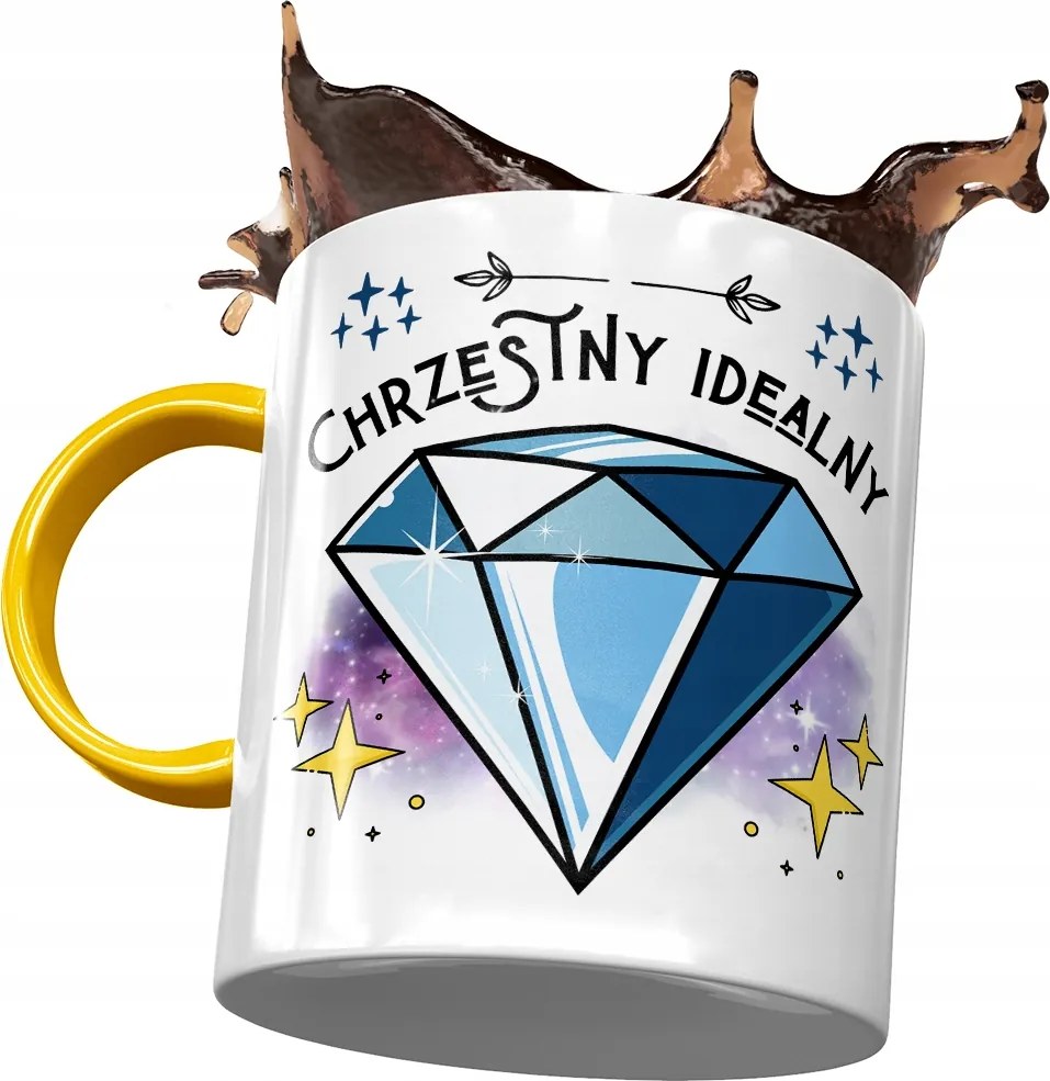 Sárga Bögre Keresztelő Családnak Ajándék Nyomtatott Fotóval