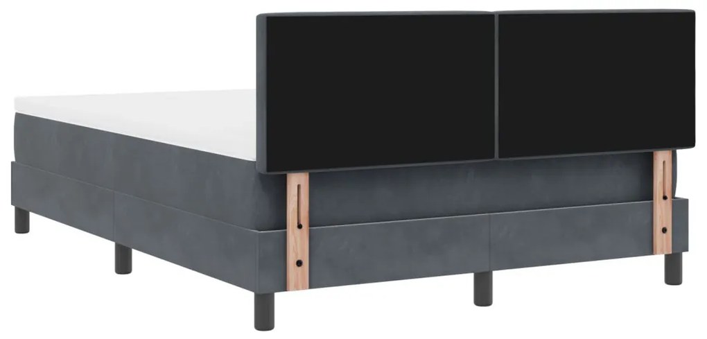 Boxspring Ágy Mattal Sötétszürke 140x200 cm Bársony