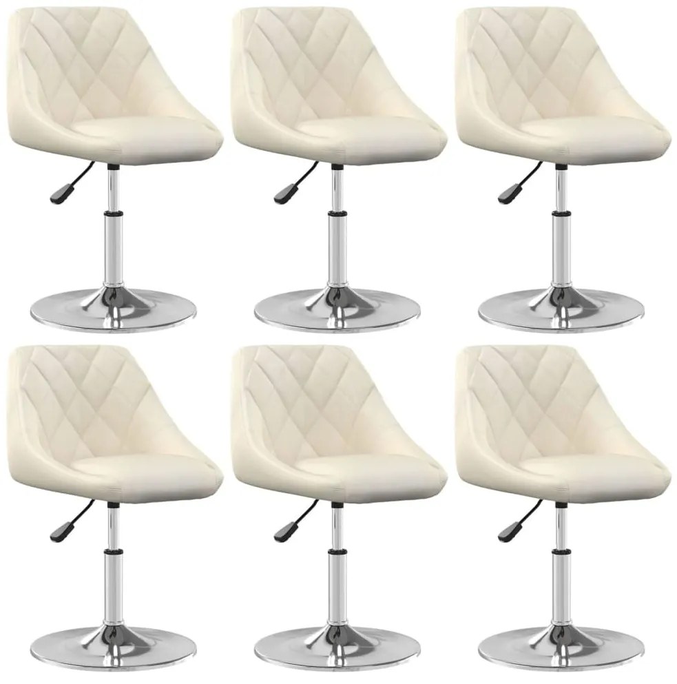 vidaXL 6 db krémszínű bársony dönthető étkezőszék