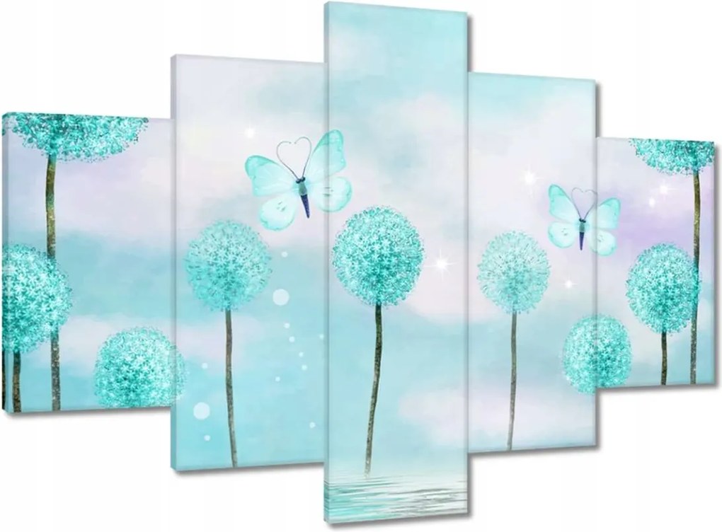 Vászonkép 150x105 Pillangók Türkiz világ