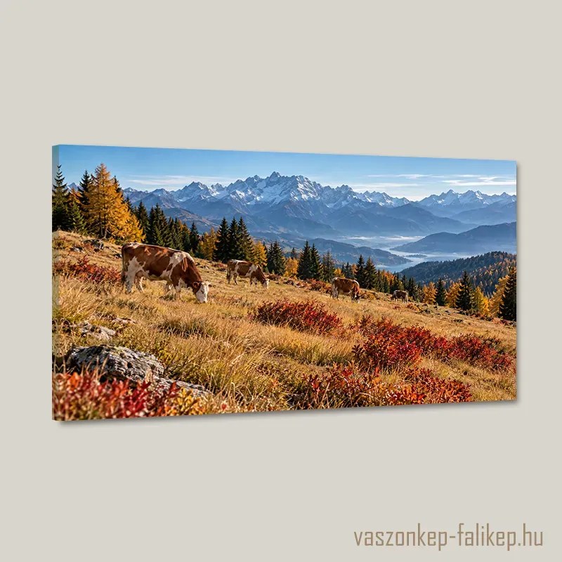 Őszi alpesi csend vászonkép – részletgazdag nyomat 40x23 cm