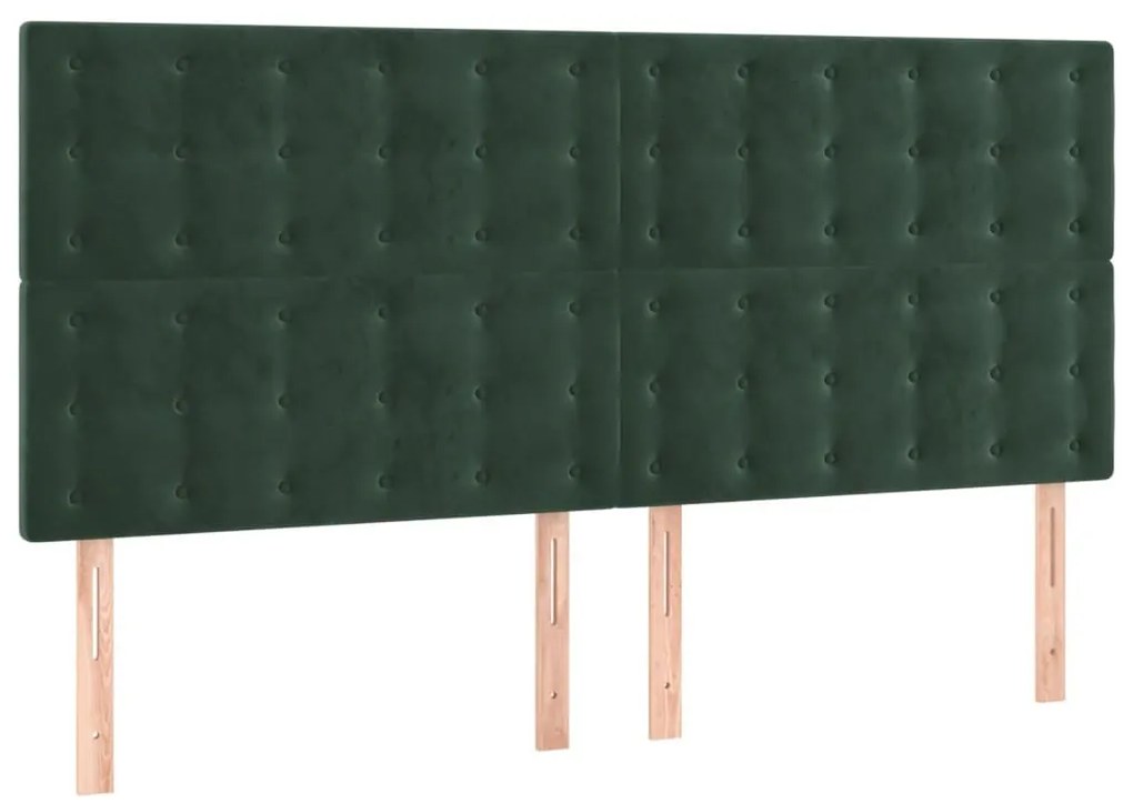 sötétzöld bársony LED-es fejtámla 160x5x118/128 cm