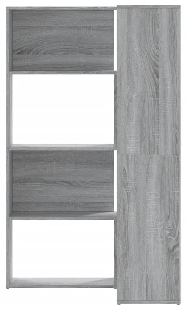 4 szintes szürke szerelt fa sarokkönyvespolc 85x85x140 cm
